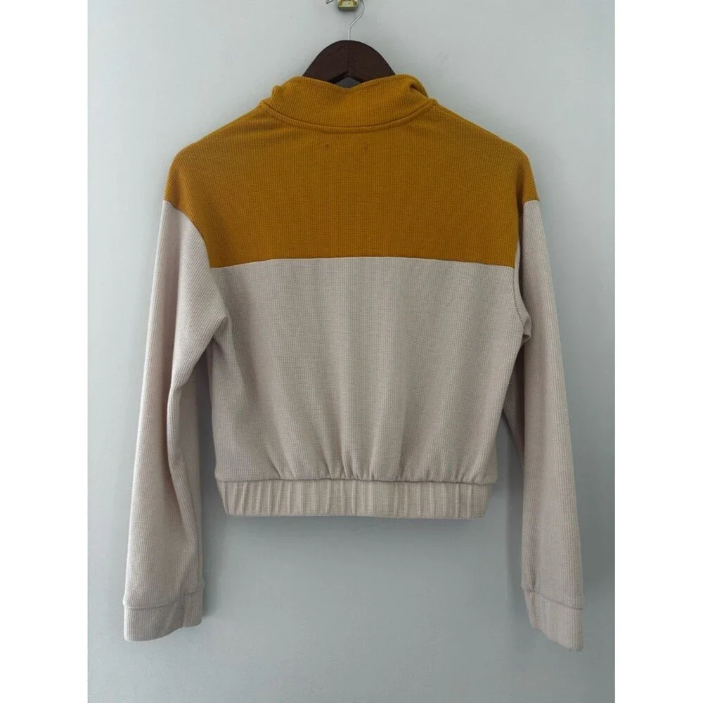 Guess Waffle Knit Quarter Zip Pullover Women XS Y2K Athleisure Streetwear